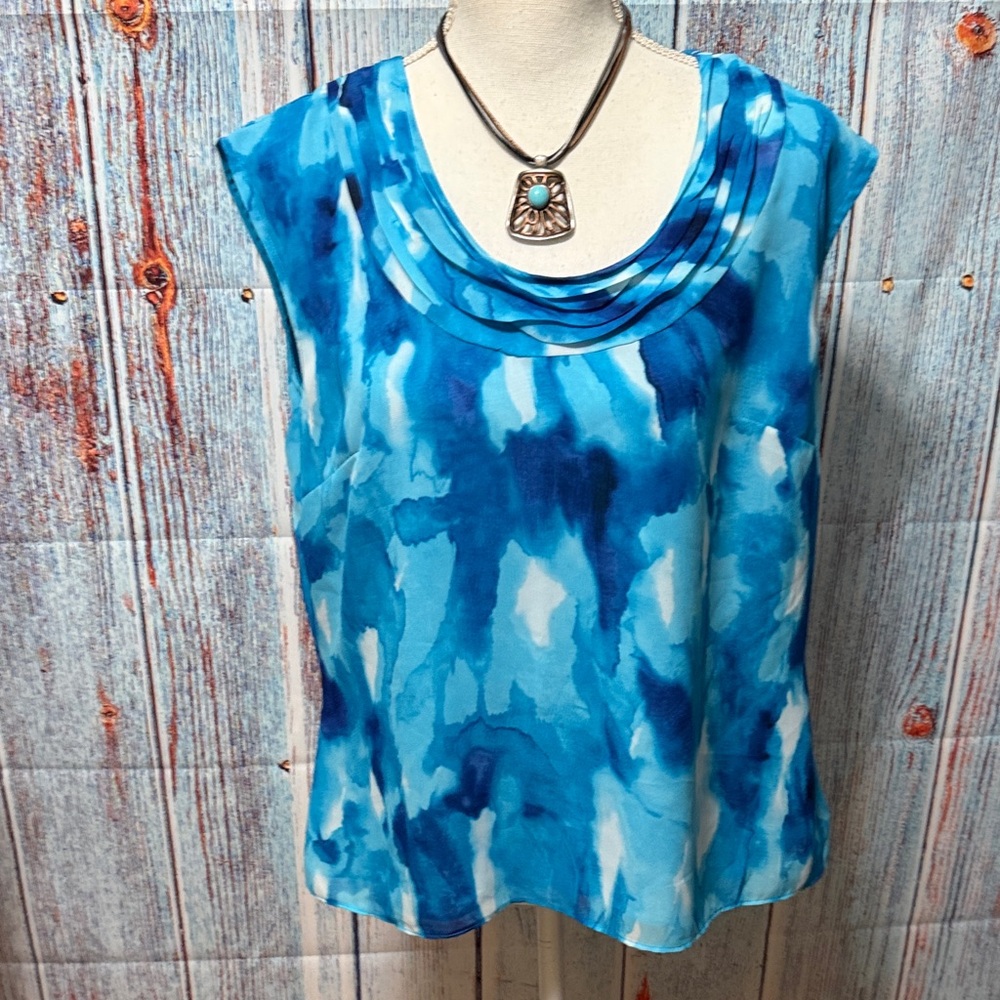 Evan Picone Blue and White Camisole Top
